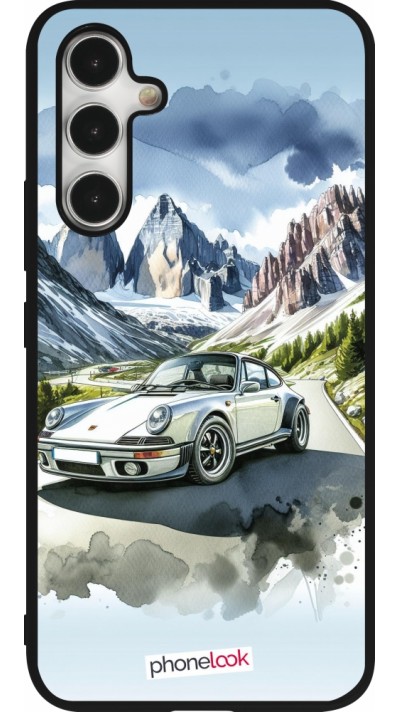 Samsung Galaxy A54 Case Hülle - Silikon schwarz Porsche 911 Berg Aquarell