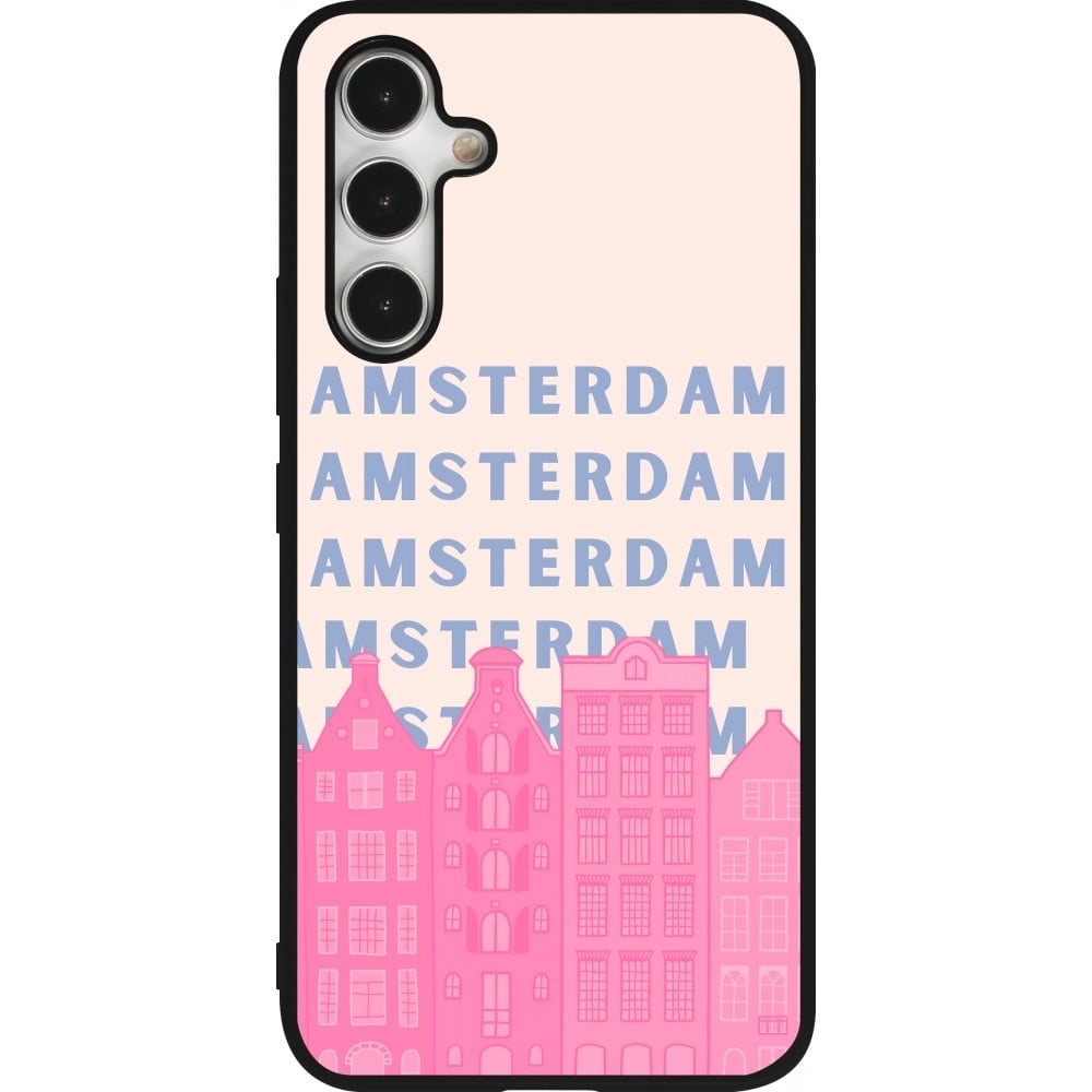 Coque Samsung Galaxy A54 5G - Silicone rigide noir Amsterdam Pink Print