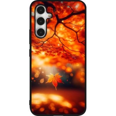 Coque Samsung Galaxy A54 5G - Silicone rigide noir Automne Magique Orange