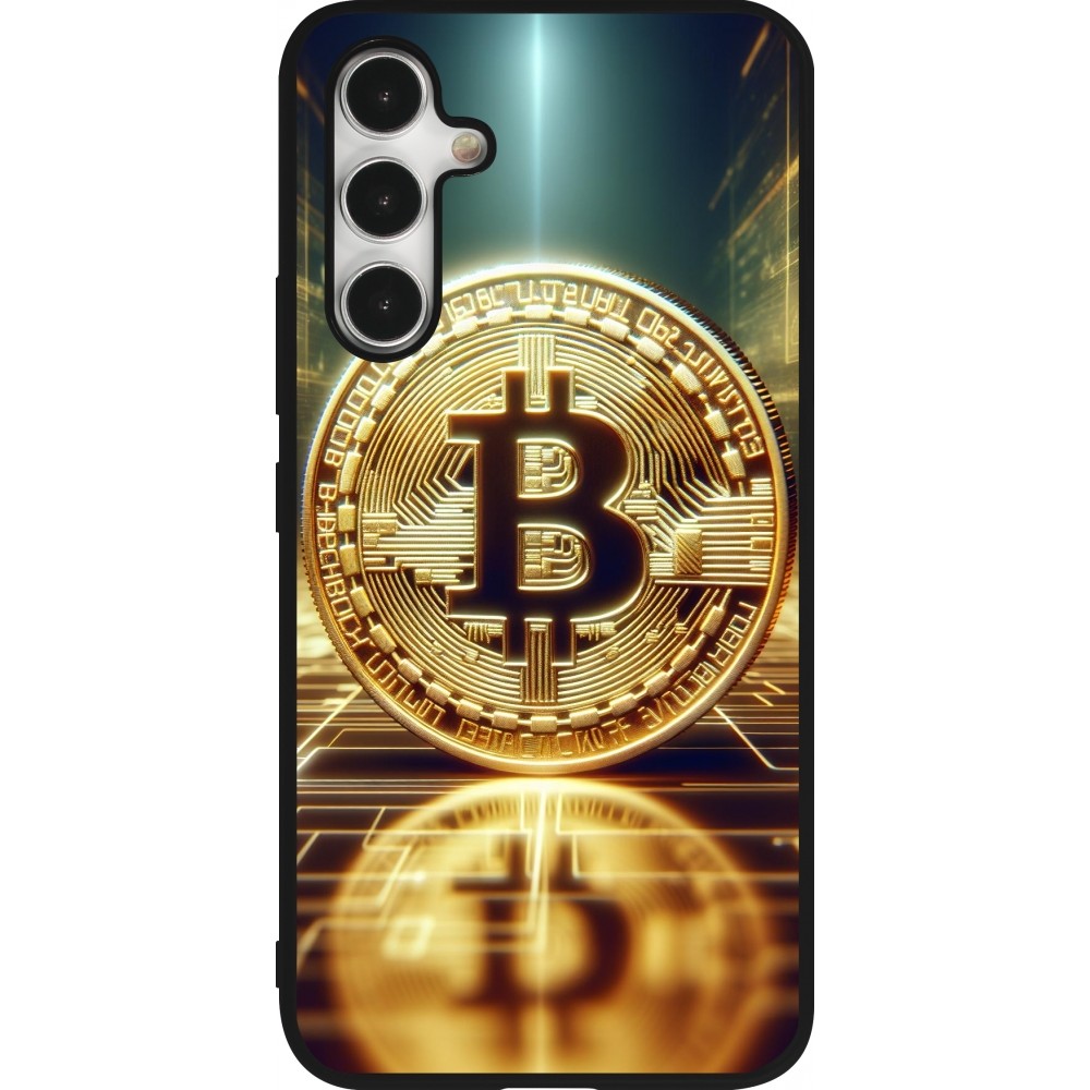 Coque Samsung Galaxy A54 5G - Silicone rigide noir Bitcoin Standing