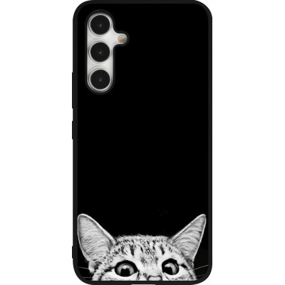 Coque Samsung Galaxy A54 5G - Silicone rigide noir Cat Looking Up Black