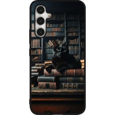 Coque Samsung Galaxy A54 5G - Silicone rigide noir Chat livres sombres