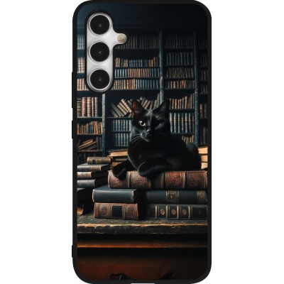 Coque Samsung Galaxy A54 5G - Silicone rigide noir Chat livres sombres