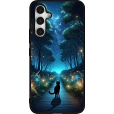 Coque Samsung Galaxy A54 5G - Silicone rigide noir Chat noir promenade