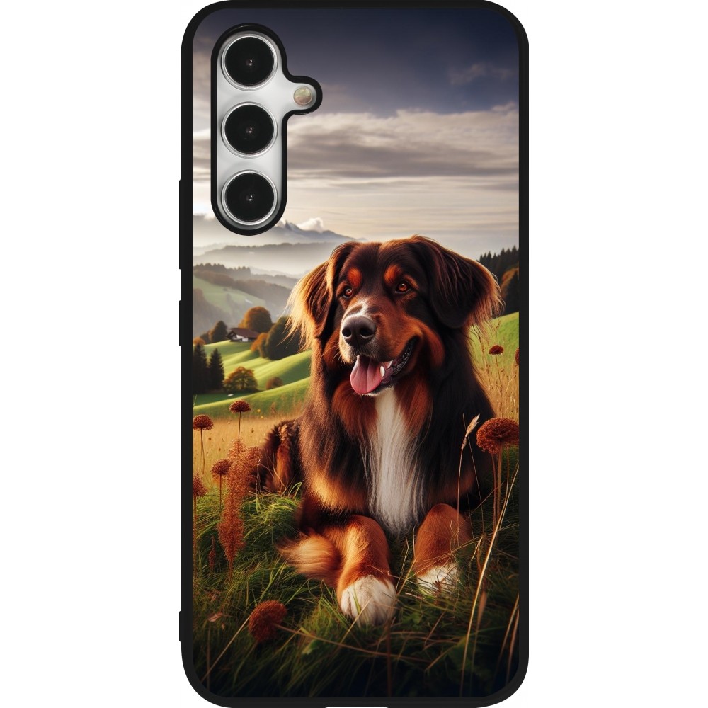 Coque Samsung Galaxy A54 5G - Silicone rigide noir Chien Campagne Suisse