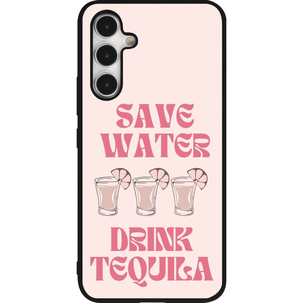 Coque Samsung Galaxy A54 5G - Silicone rigide noir Cocktail Save Water Drink Tequila