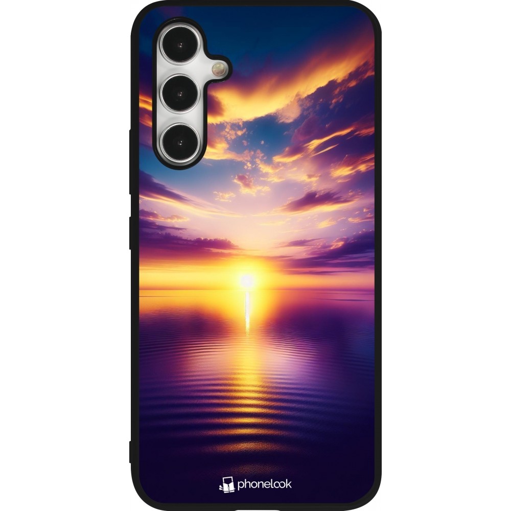 Samsung Galaxy A54 Case Hülle - Silikon schwarz Sonnenuntergang gelb violett