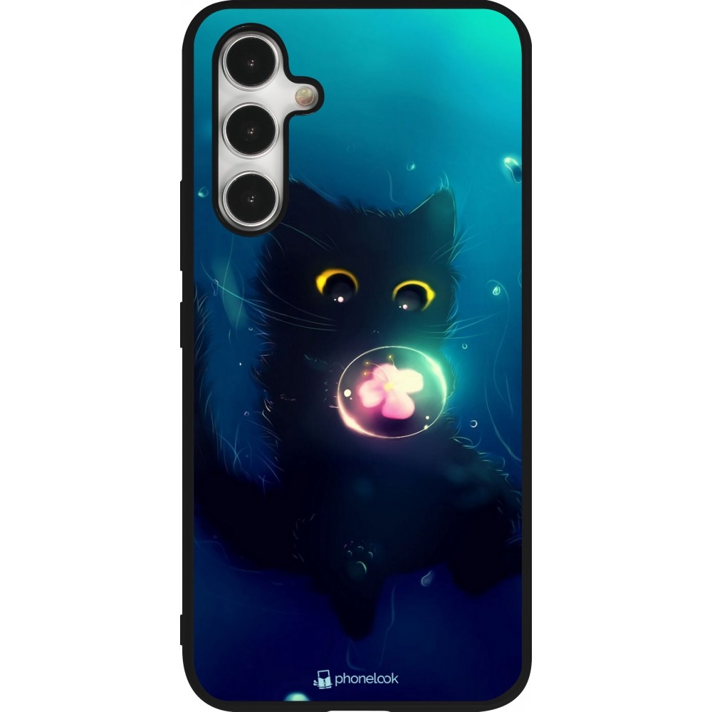 Samsung Galaxy A54 Case Hülle - Silikon schwarz Cute Cat Bubble