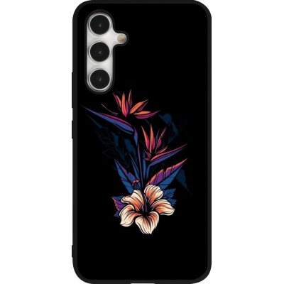 Coque Samsung Galaxy A54 5G - Silicone rigide noir Dark Flowers