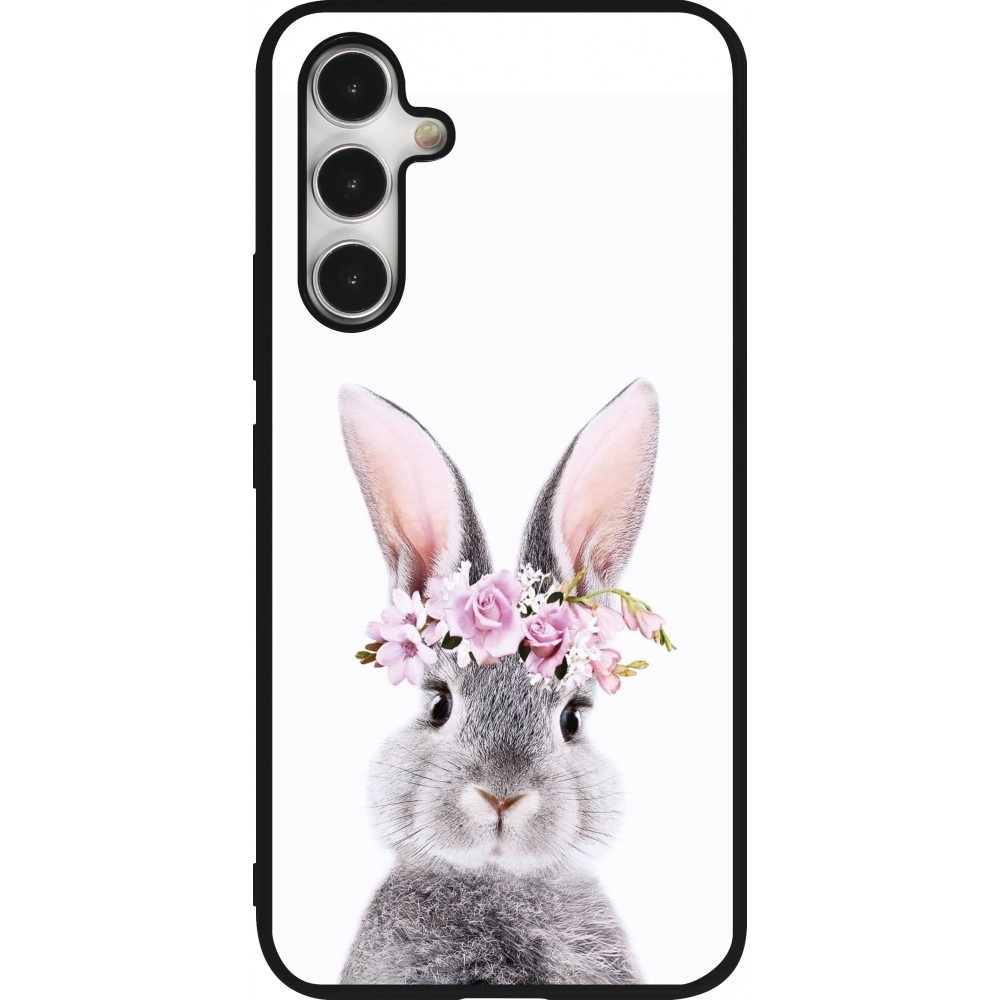 Coque Samsung Galaxy A54 5G - Silicone rigide noir Easter 2023 flower bunny