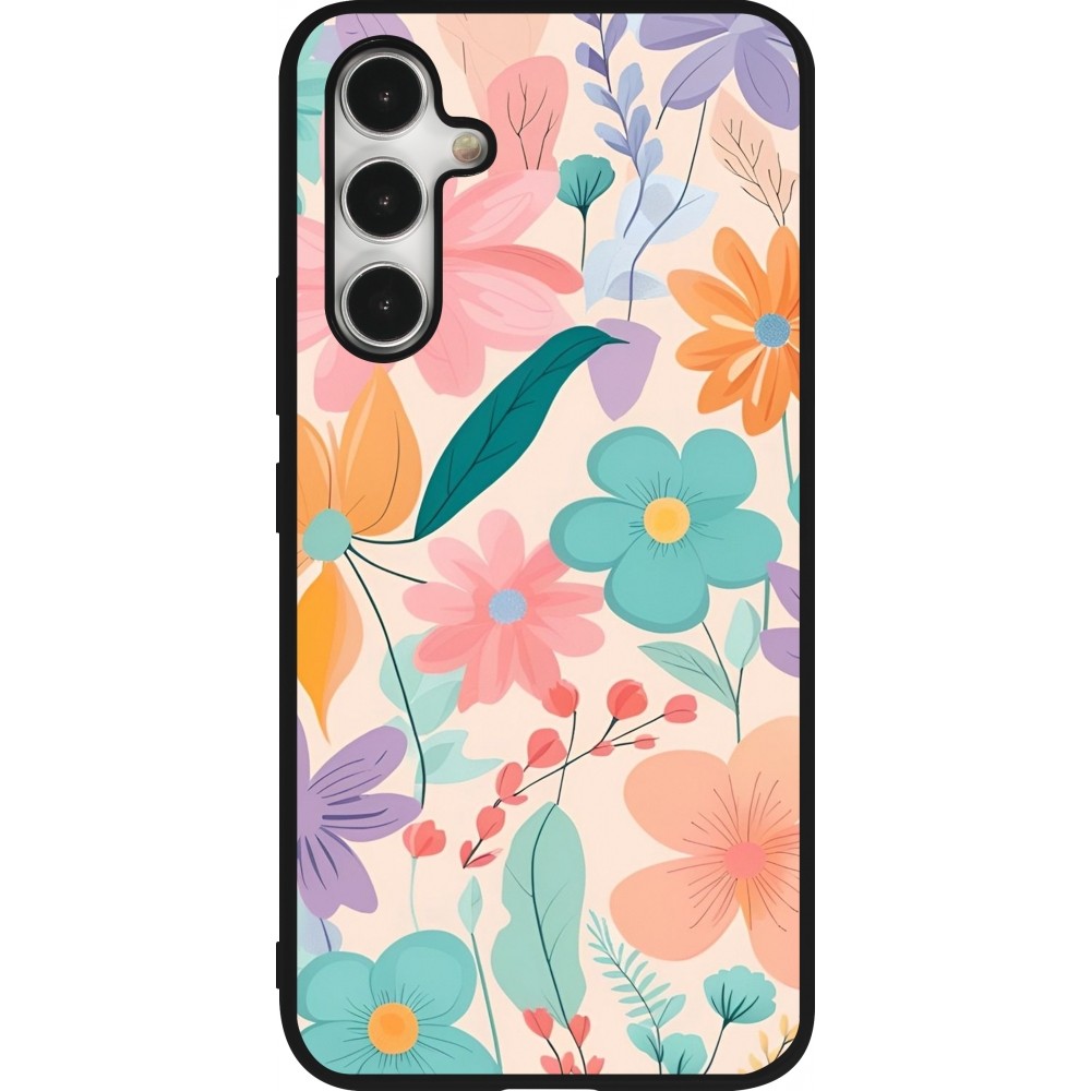 Samsung Galaxy A54 Case Hülle - Silikon schwarz Easter 2024 spring flowers