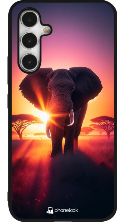 Coque Samsung Galaxy A54 5G - Silicone rigide noir Elephant Sunrise Beauty