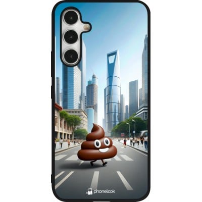 Coque Samsung Galaxy A54 5G - Silicone rigide noir Emoji Caca walk