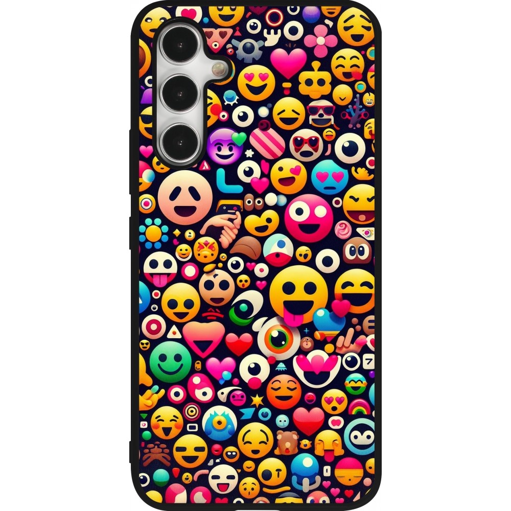 Coque Samsung Galaxy A54 5G - Silicone rigide noir Emoji Mix Color