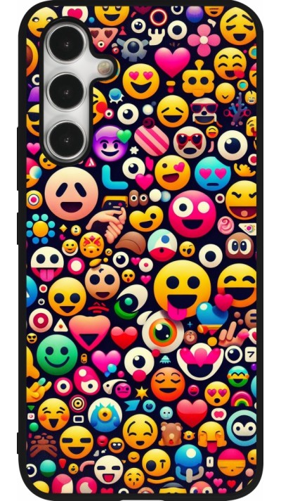 Coque Samsung Galaxy A54 5G - Silicone rigide noir Emoji Mix Color