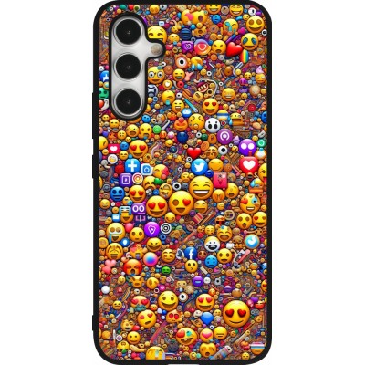 Coque Samsung Galaxy A54 5G - Silicone rigide noir Emoji mixed