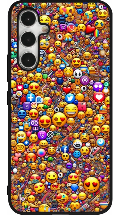 Coque Samsung Galaxy A54 5G - Silicone rigide noir Emoji mixed