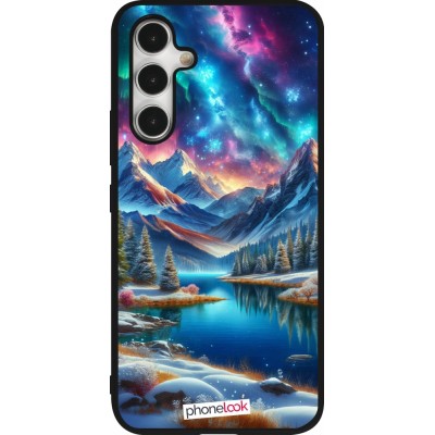 Coque Samsung Galaxy A54 5G - Silicone rigide noir Fantasy Mountain Lake Sky Stars