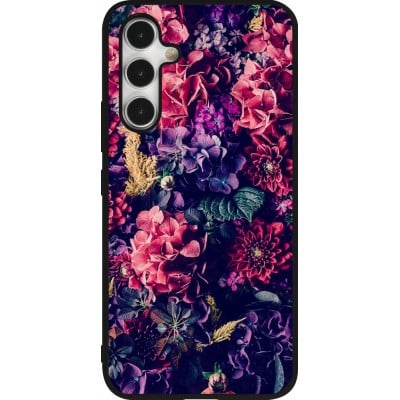 Coque Samsung Galaxy A54 5G - Silicone rigide noir Flowers Dark