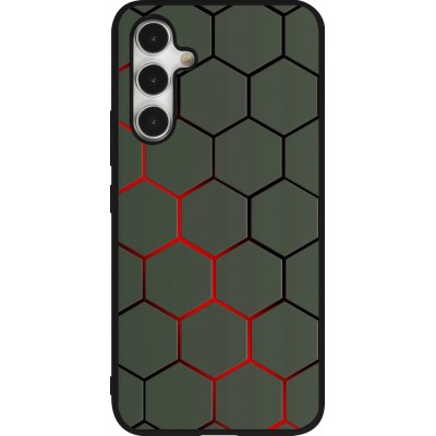 Coque Samsung Galaxy A54 5G - Silicone rigide noir Geometric Line red