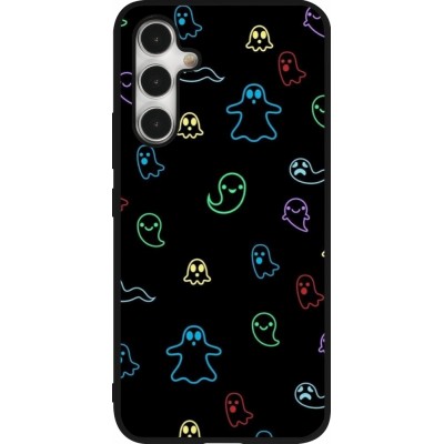 Coque Samsung Galaxy A54 5G - Silicone rigide noir Halloween 2024 colorful ghosts