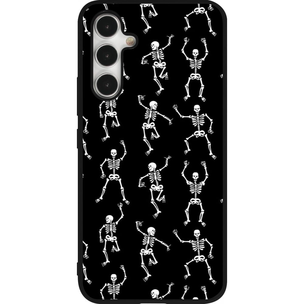 Coque Samsung Galaxy A54 5G - Silicone rigide noir Halloween 2024 dancing skeleton