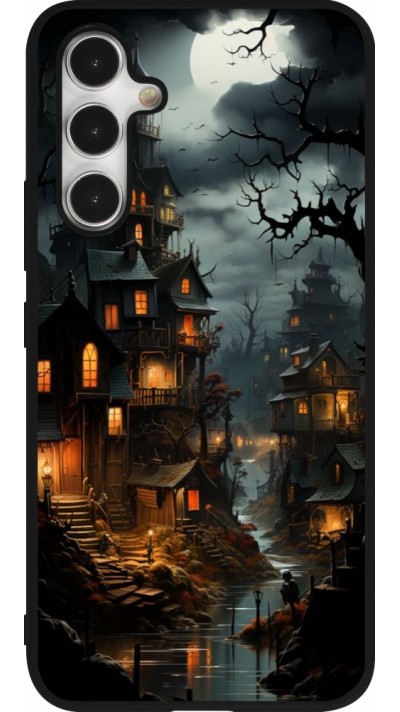 Coque Samsung Galaxy A54 5G - Silicone rigide noir Halloween 2024 scary town