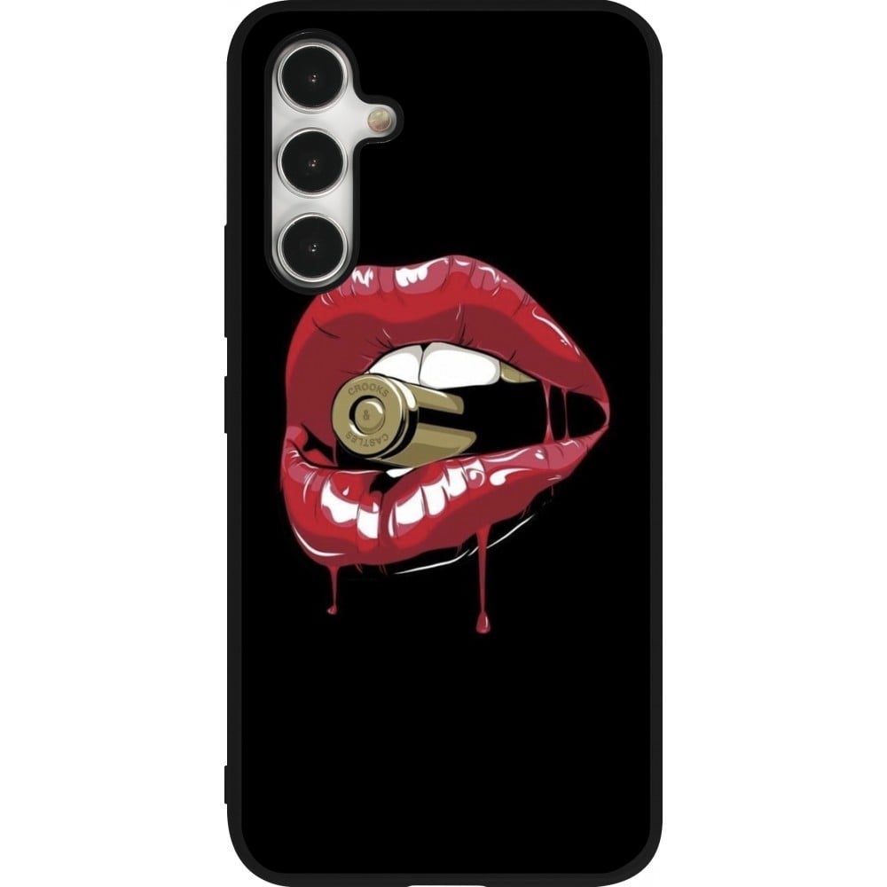 Coque Samsung Galaxy A54 5G - Silicone rigide noir Lips bullet