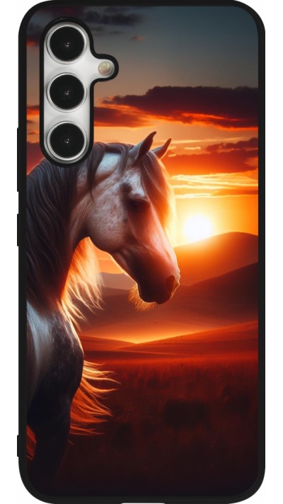 Coque Samsung Galaxy A54 5G - Silicone rigide noir Majestic Sunset Horse