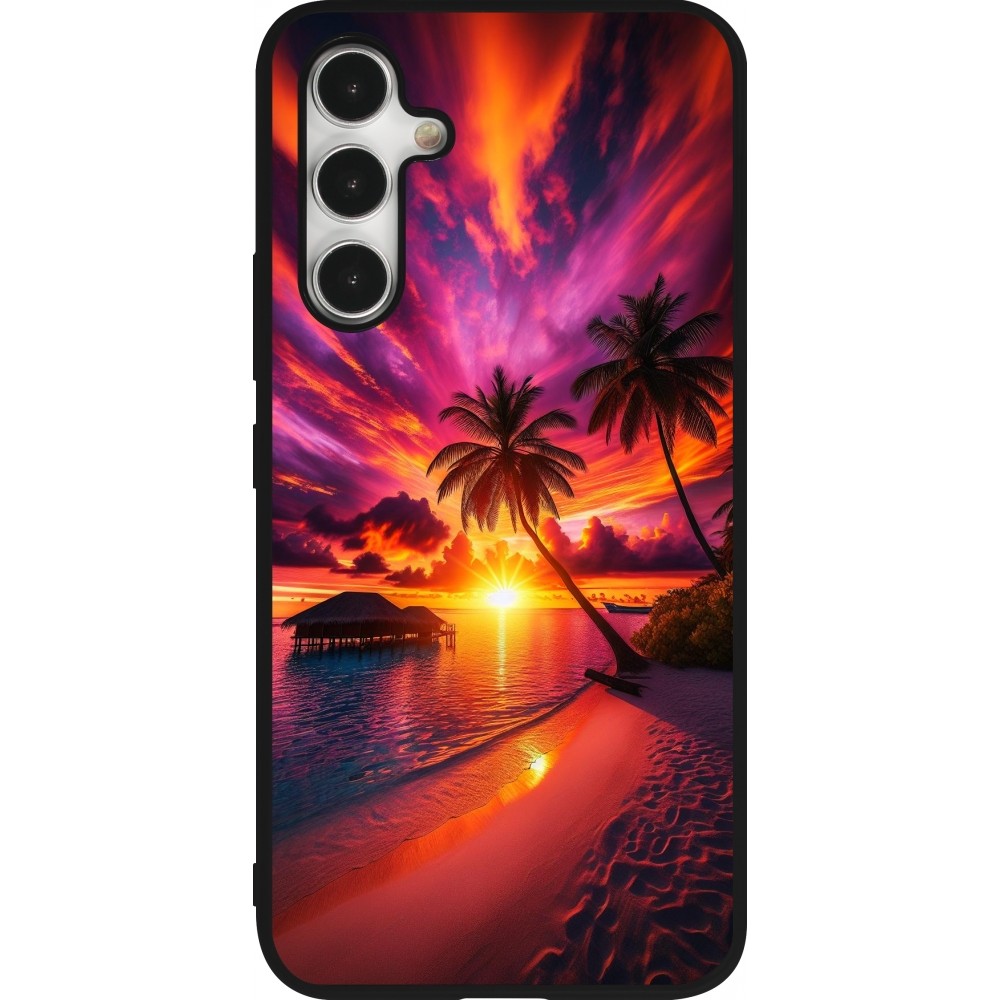 Samsung Galaxy A54 Case Hülle - Silikon schwarz Malediven Abenddämmerung Glückseligkeit