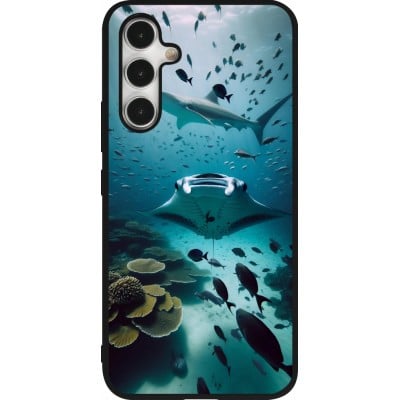 Coque Samsung Galaxy A54 5G - Silicone rigide noir Manta Lagon Nettoyage