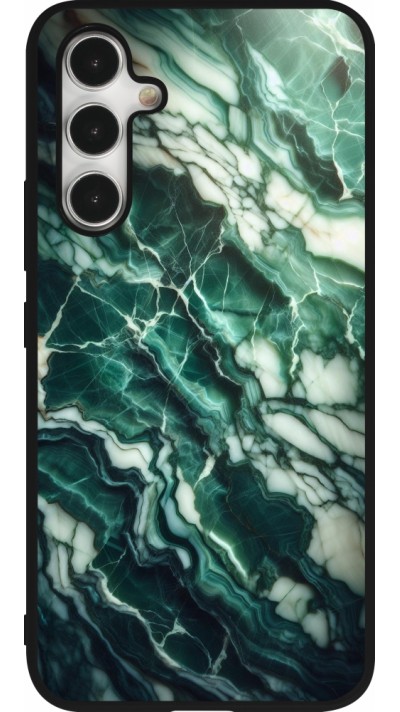 Coque Samsung Galaxy A54 5G - Silicone rigide noir Marbre vert majestueux