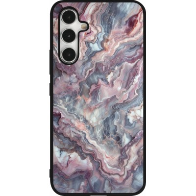 Coque Samsung Galaxy A54 5G - Silicone rigide noir Marbre violette argentée