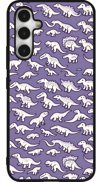 Coque Samsung Galaxy A54 5G - Silicone rigide noir Mini dino pattern violet