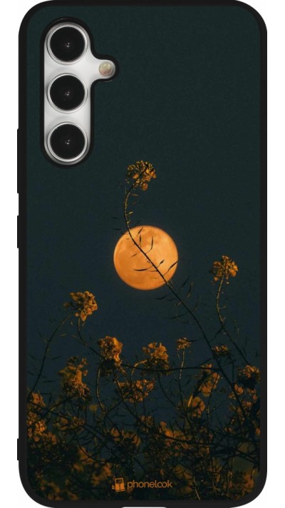 Coque Samsung Galaxy A54 5G - Silicone rigide noir Moon Flowers