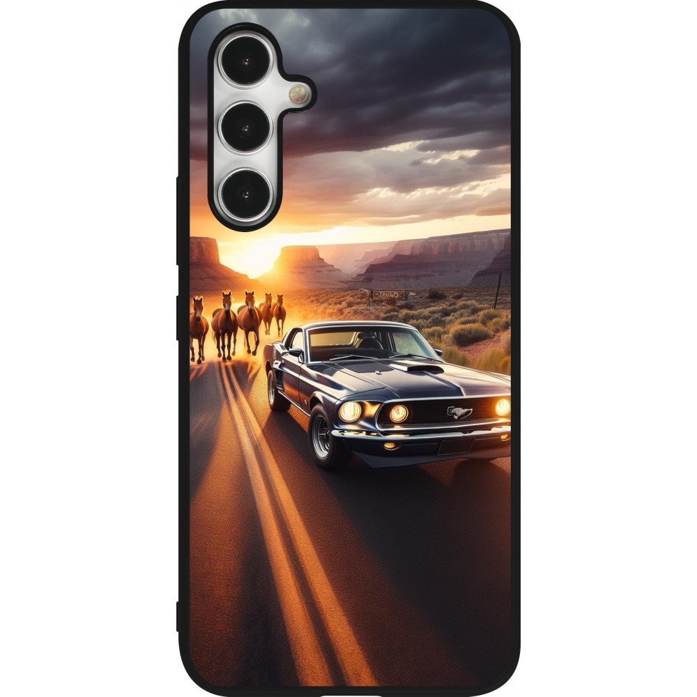 Coque Samsung Galaxy A54 5G - Silicone rigide noir Mustang 69 Grand Canyon