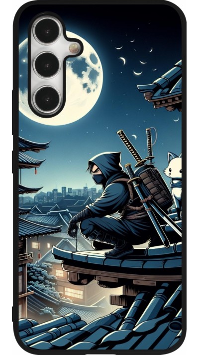 Coque Samsung Galaxy A54 5G - Silicone rigide noir Ninja sous la lune