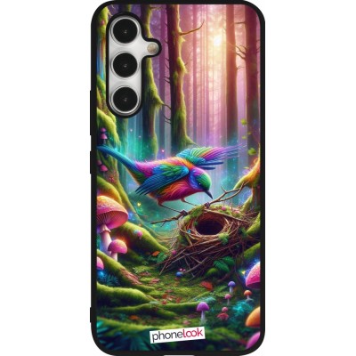 Coque Samsung Galaxy A54 5G - Silicone rigide noir Oiseau Nid Forêt