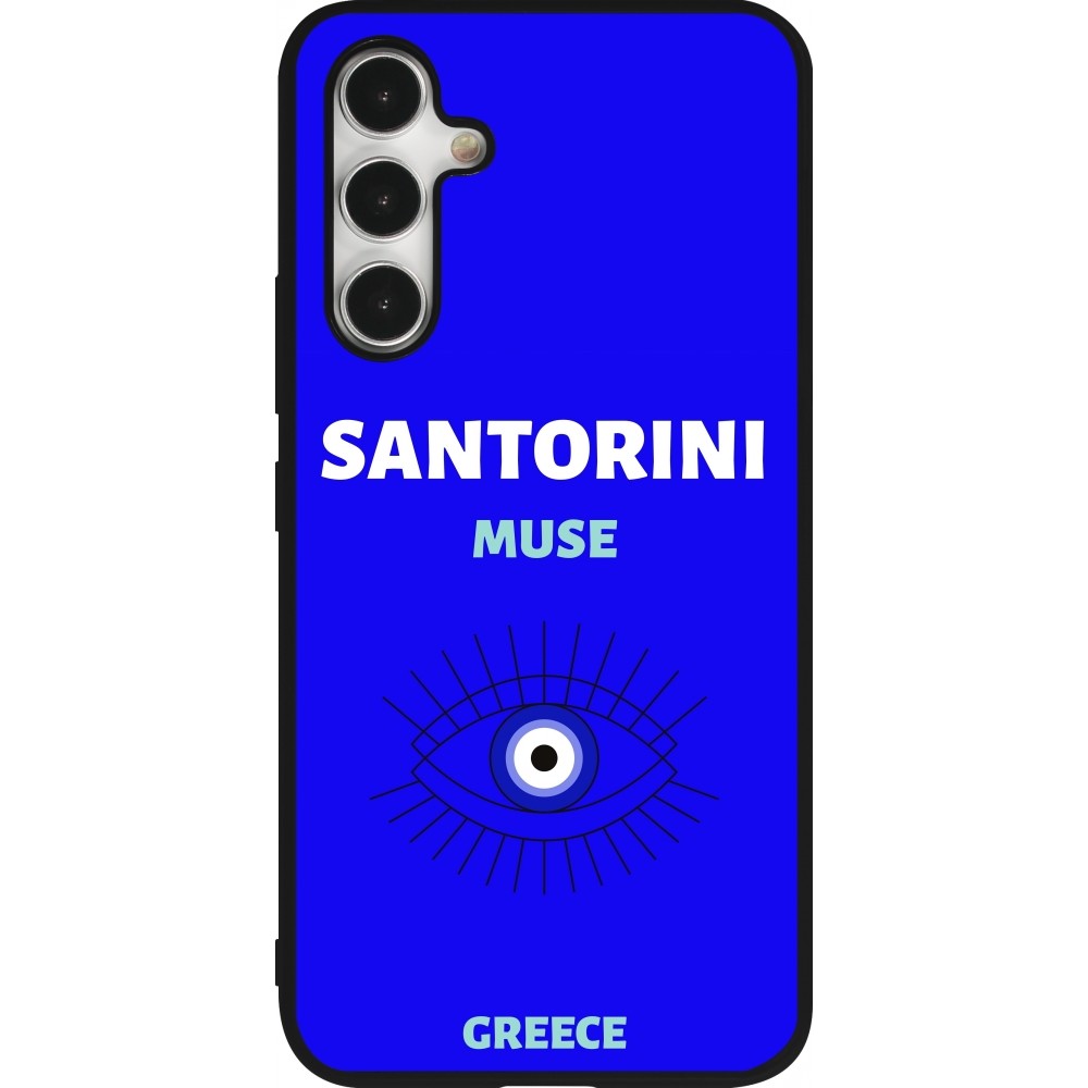 Samsung Galaxy A54 Case Hülle - Silikon schwarz Pop Summer Destination Santorini