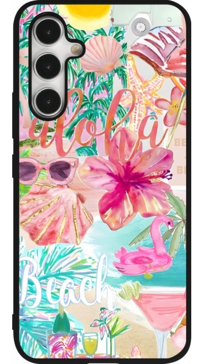 Coque Samsung Galaxy A54 5G - Silicone rigide noir Preppy Collage Aloha