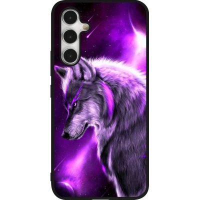 Coque Samsung Galaxy A54 5G - Silicone rigide noir Purple Sky Wolf