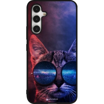 Coque Samsung Galaxy A54 5G - Silicone rigide noir Red Blue Cat Glasses