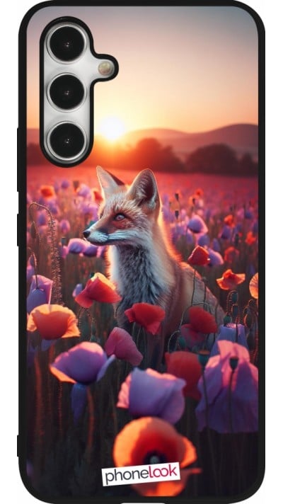 Coque Samsung Galaxy A54 5G - Silicone rigide noir Renard pourpre au crépuscule