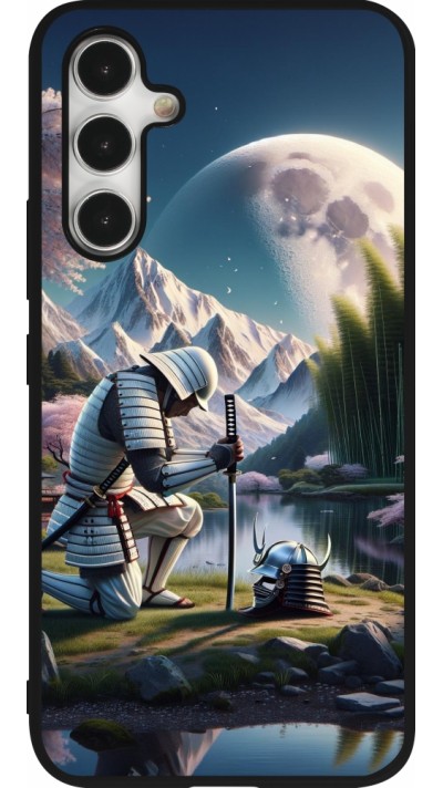 Coque Samsung Galaxy A54 5G - Silicone rigide noir Samurai Katana Lune