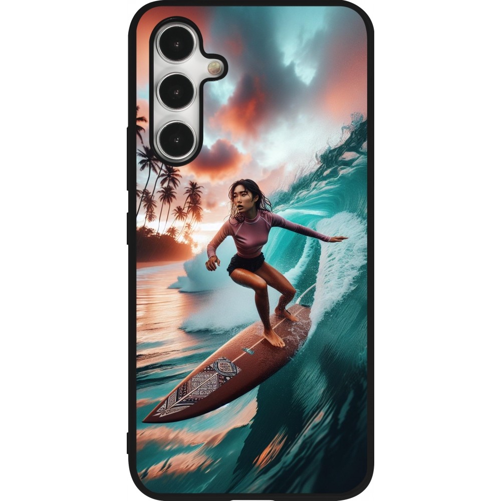 Samsung Galaxy A54 Case Hülle - Silikon schwarz Surferin aus Bali