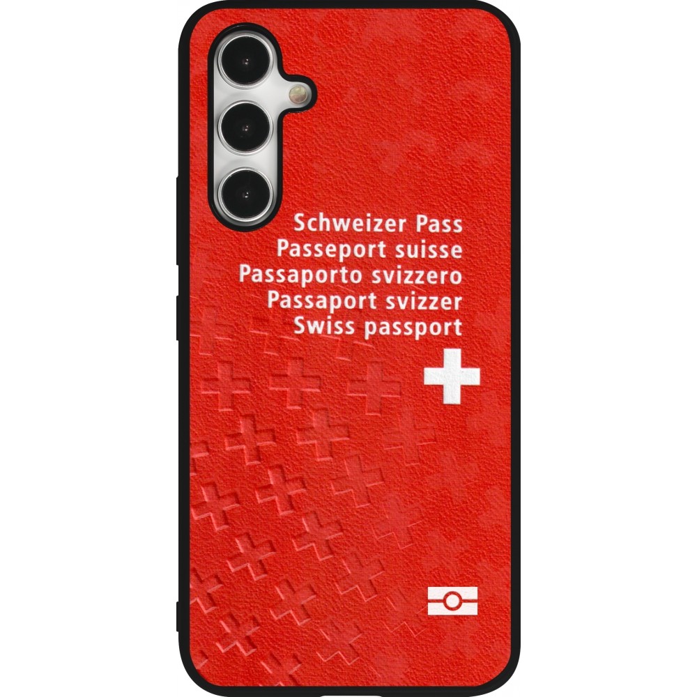 Coque Samsung Galaxy A54 5G - Silicone rigide noir Swiss Passport