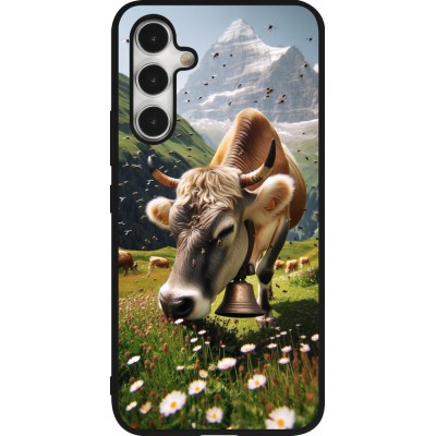 Coque Samsung Galaxy A54 5G - Silicone rigide noir Vache montagne Valais