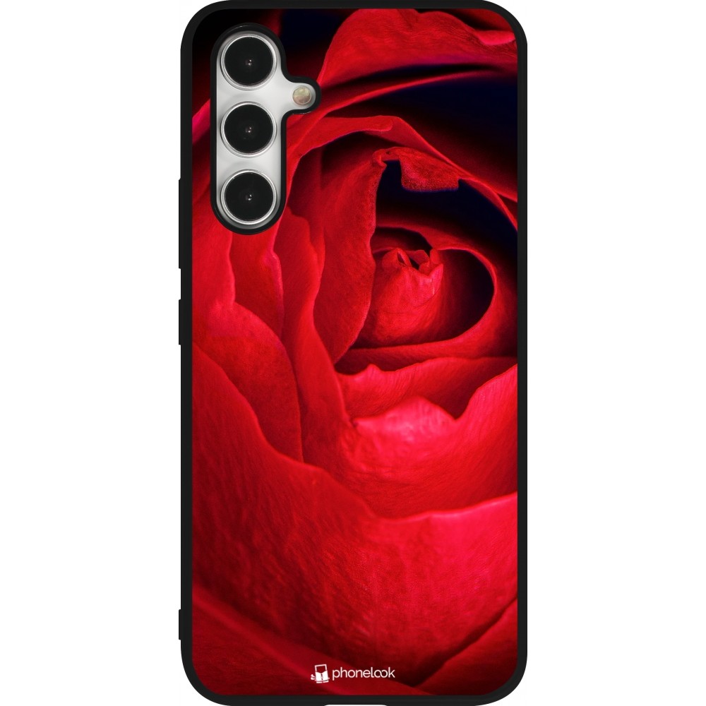 Coque Samsung Galaxy A54 5G - Silicone rigide noir Valentine 2022 Rose