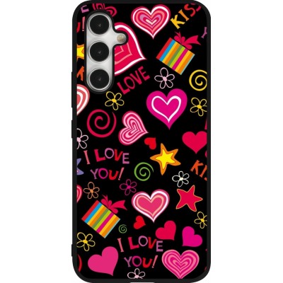 Coque Samsung Galaxy A54 5G - Silicone rigide noir Valentine 2023 love symbols