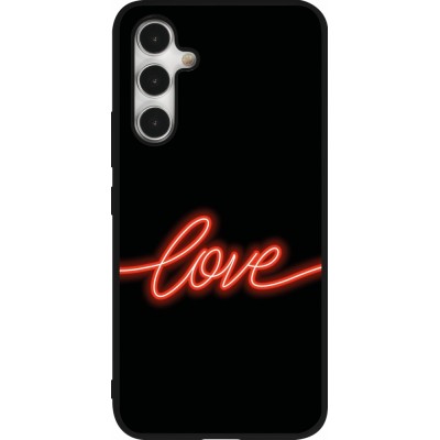 Coque Samsung Galaxy A54 5G - Silicone rigide noir Valentine 2023 neon love